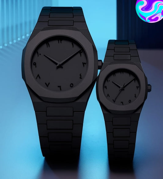Black Aura Couple Watch – Elegant Matching Timepieces, Stylish